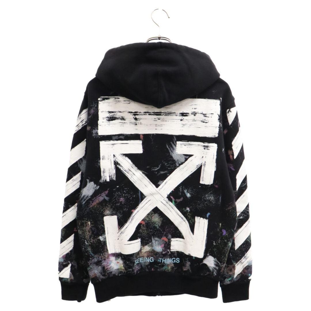 OFF-WHITE(オフホワイト)のOFF-WHITE オフホワイト 21SS Galaxy Brushed Zip Up Hoodie バックアロー ジップアップ スウェットパーカー OMBB003G20JER001 ブラック メンズのトップス(パーカー)の商品写真