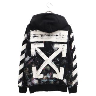 オフホワイト(OFF-WHITE)のOFF-WHITE オフホワイト 21SS Galaxy Brushed Zip Up Hoodie バックアロー ジップアップ スウェットパーカー OMBB003G20JER001 ブラック(パーカー)