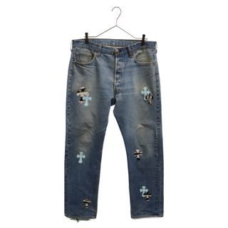 クロムハーツ(Chrome Hearts)のCHROME HEARTS クロムハーツ ×リーバイス LEVI'S U VNTG JEANS 501 ハラコクロスパッチ付きウォッシュドデニムパンツ インディゴ 34デニムパンツ(デニム/ジーンズ)