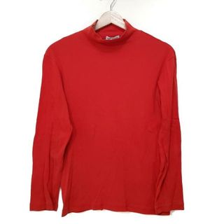 イッセイミヤケ(ISSEY MIYAKE)のISSEYMIYAKE(イッセイミヤケ) 長袖Tシャツ サイズM レディース美品  - レッド ハイネック(Tシャツ(長袖/七分))