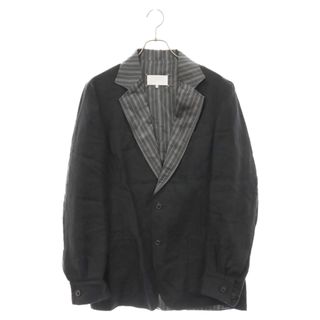 Maison Martin Margiela - Maison Margiela メゾンマルジェラ 21SS Black Linen Stripe Collar Blazer テーラードリネンジャケット ストライプ S30BN0504 ブラック