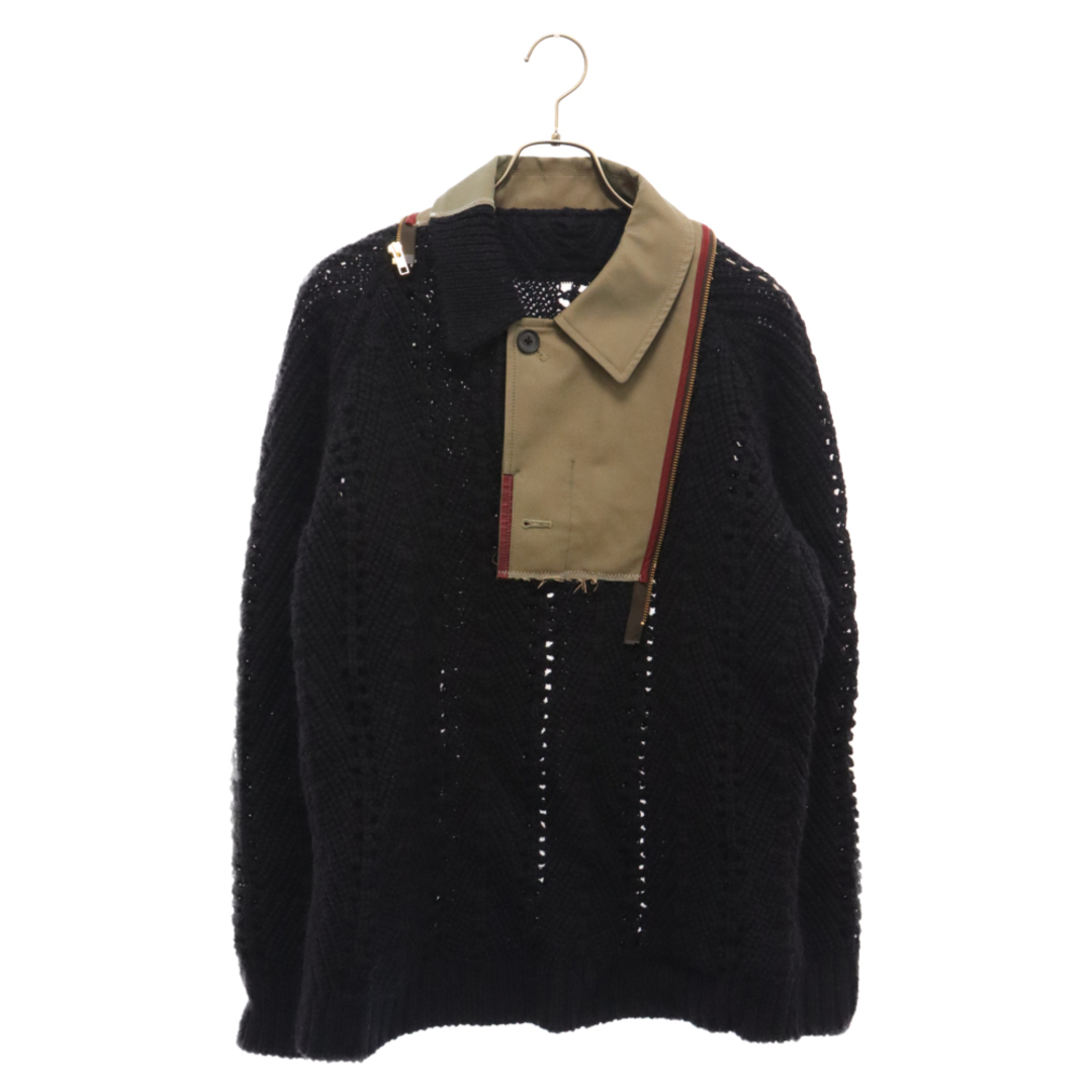 kolor(カラー)のkolor カラー 23AW SWICHING KNIT スウィッチングニットセーター ブラック/カーキ 23WCM-N05303 メンズのトップス(ニット/セーター)の商品写真