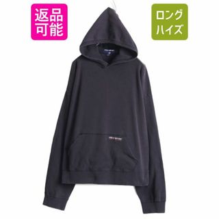 ラルフローレン(Ralph Lauren)の90s USA製 ポロスポーツ ラルフローレン リブ編み コットン ニット フード パーカー メンズ XL / 90年代 POLO SPORT ポロ プルオーバー 黒(パーカー)