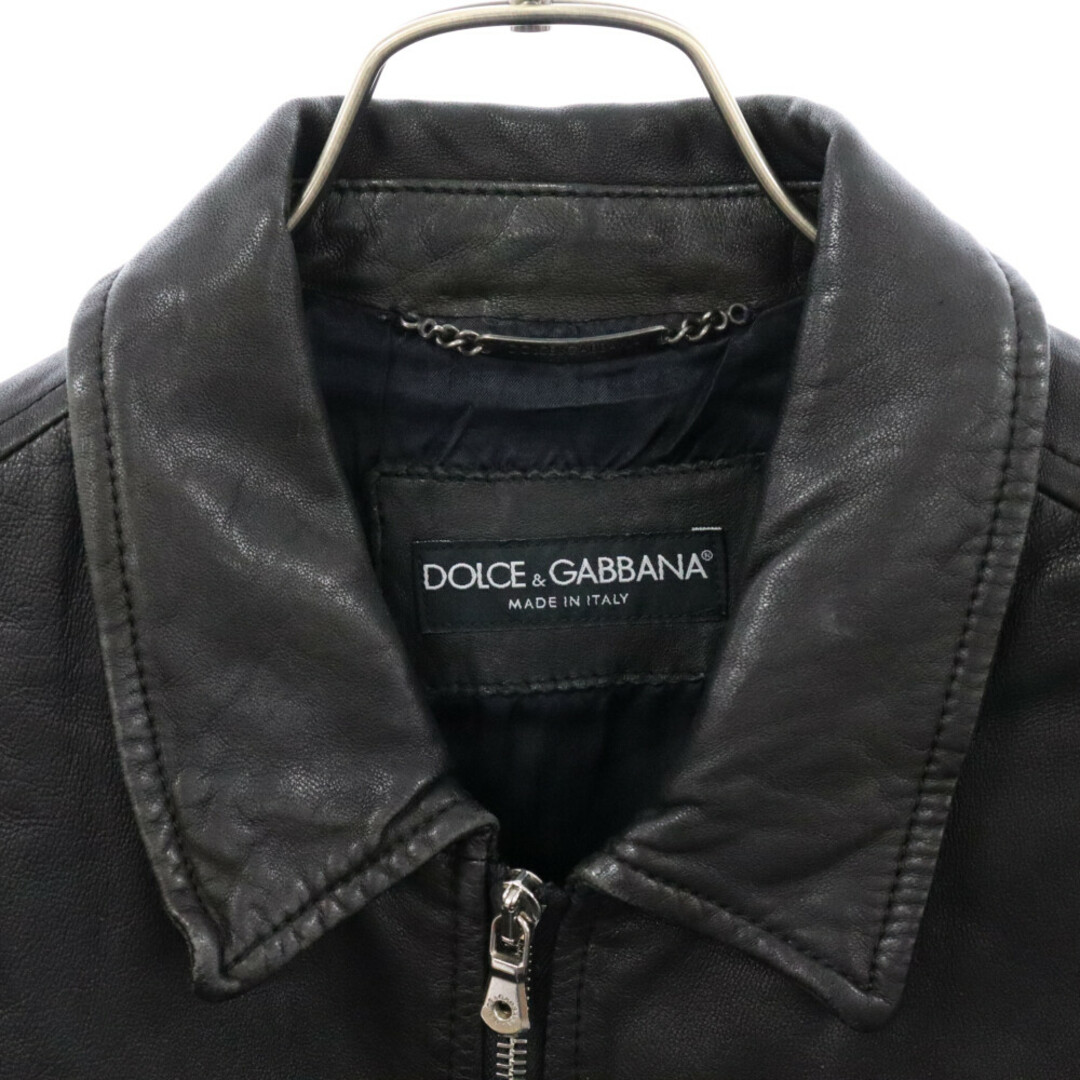 DOLCE&GABBANA(ドルチェアンドガッバーナ)のDOLCE & GABBANA ドルチェアンドガッバーナ バック ロゴプレート レザージャケット ブラック G9H09L FULTR-B メンズのジャケット/アウター(フライトジャケット)の商品写真