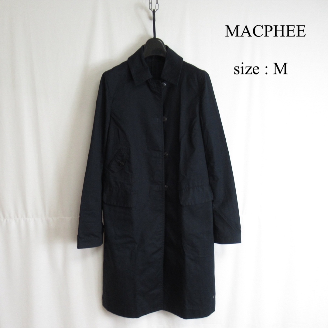 MACPHEE(マカフィー)のMACPHEE セミ ダブル サテン ロングコート スプリング ジャケット 38 レディースのジャケット/アウター(ロングコート)の商品写真