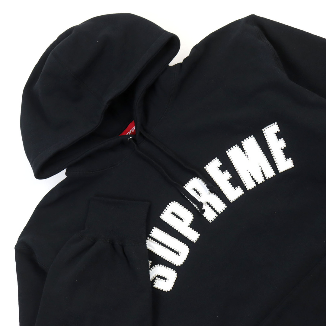 Supreme(シュプリーム)の美品○Supreme シュプリーム 21AW コットン100% Pearl Logo Hooded Sweatshirt ロゴ刺繍入り プルオーバー パーカー/フ―ディー ブラック XXL カナダ製 正規品 メンズ メンズのトップス(パーカー)の商品写真