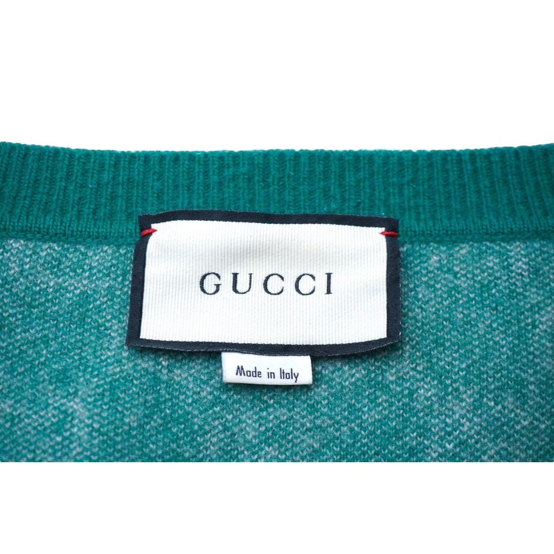Gucci(グッチ)のGUCCI グッチ GG柄 Vネックニット セーター グリーン 20SS サイズXL ウール 597725 XKA4R 美品 中古 61555 レディースのトップス(ニット/セーター)の商品写真