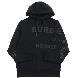 BURBERRY - 美品○BURBERRY バーバリー 8028539 ホースフェリー コットン100% ロゴプリント ティッシ期 プルオーバー パーカー ブラック XS 正規品 メンズ