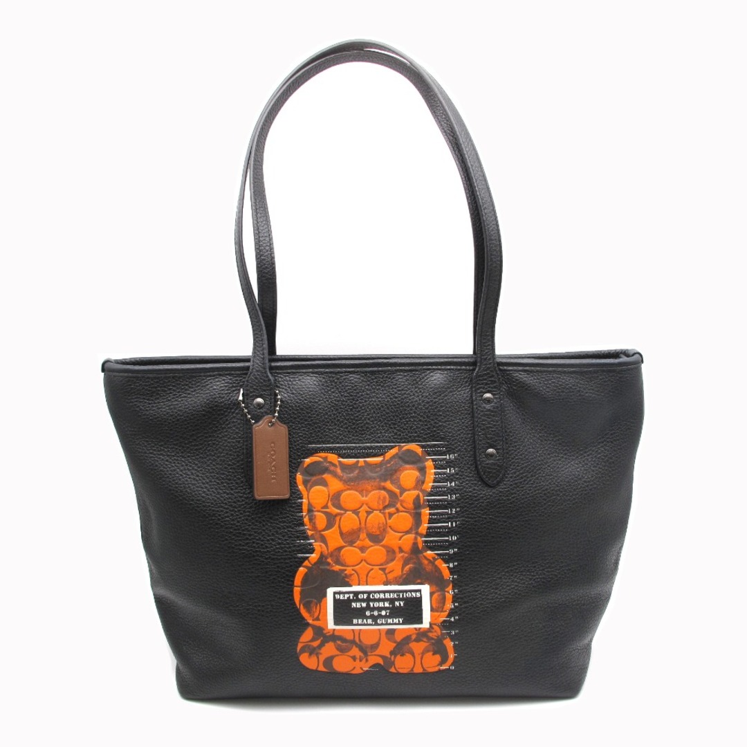 COACH(コーチ)のCOACH コーチ VandalGummy ヴァンダルガミー コラボ トートバッグ ショルダーバッグ F78203 BEAR ベア クマ グミ レザー ブラック オレンジ レディースのバッグ(トートバッグ)の商品写真