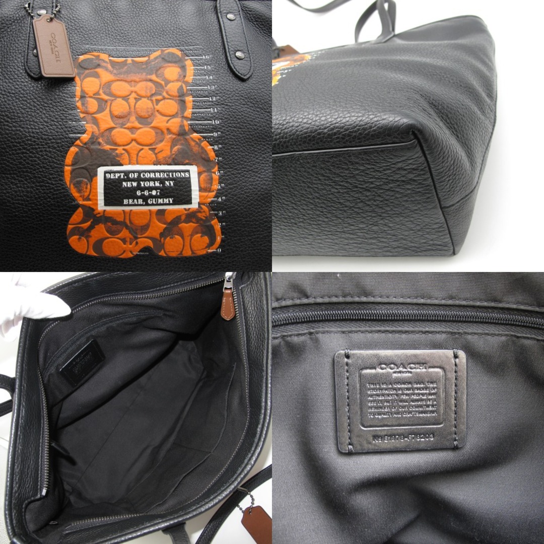 COACH(コーチ)のCOACH コーチ VandalGummy ヴァンダルガミー コラボ トートバッグ ショルダーバッグ F78203 BEAR ベア クマ グミ レザー ブラック オレンジ レディースのバッグ(トートバッグ)の商品写真