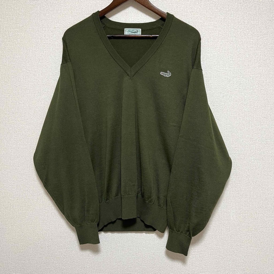 Crocodile(クロコダイル)の★crocodile クロコダイル ニット セーター ウール モスグリーン ワニ メンズのトップス(ニット/セーター)の商品写真