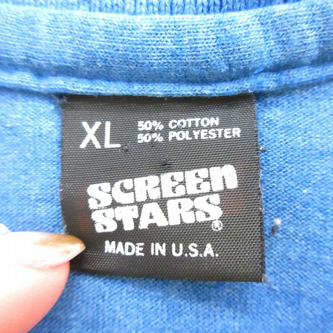 SCREEN STARS(スクリーンスターズ)のXL★古着 スクリーンスターズ 半袖 ポロ シャツ メンズ 80年代 80s USA製 青 ブルー 24mar23 中古 トップス メンズのトップス(ポロシャツ)の商品写真