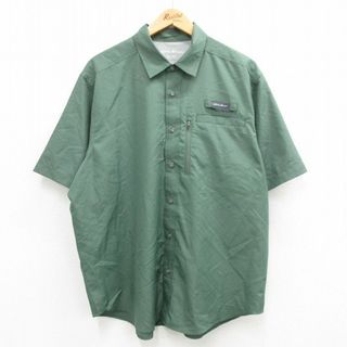 エディーバウアー(Eddie Bauer)のXL★古着 エディーバウアー 半袖 シャツ メンズ ワンポイントロゴ リップストップ 大きいサイズ 緑 グリーン 内側メッシュ 24mar23 中古 トップス(シャツ)