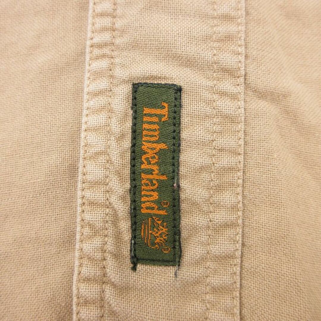 Timberland(ティンバーランド)のXL★古着 ティンバーランド 半袖 シャツ メンズ 00年代 00s ワンポイントロゴ 大きいサイズ ロング丈 コットン ボタンダウン ベージュ カーキ 24mar25 中古 トップス メンズのトップス(シャツ)の商品写真