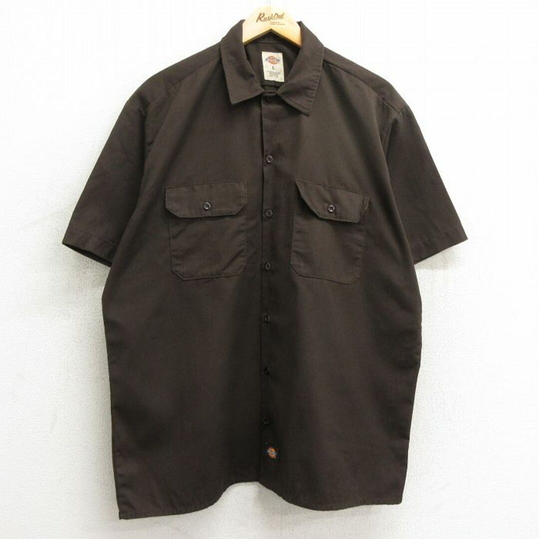 Dickies(ディッキーズ)のXL★古着 ディッキーズ Dickies 半袖 ワーク シャツ メンズ 茶 ブラウン 24mar23 中古 トップス メンズのトップス(シャツ)の商品写真