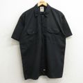 L★古着 ディッキーズ Dickies 半袖 ワーク シャツ メンズ 黒 ブラ…