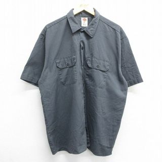 ディッキーズ(Dickies)のXL★古着 ディッキーズ Dickies 半袖 ワーク シャツ メンズ 大きいサイズ 濃グレー 24mar23 中古 トップス(シャツ)