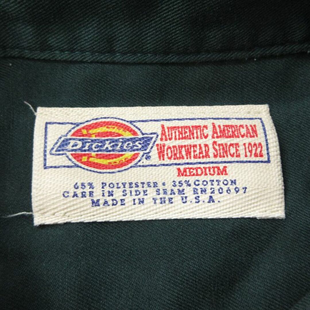 Dickies(ディッキーズ)のM★古着 ディッキーズ Dickies 半袖 ワーク シャツ メンズ 90年代 90s USA製 緑 グリーン 【spe】 24mar25 中古 トップス メンズのトップス(シャツ)の商品写真