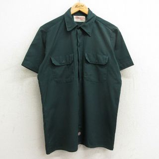 ディッキーズ(Dickies)のM★古着 ディッキーズ Dickies 半袖 ワーク シャツ メンズ 90年代 90s USA製 緑 グリーン 【spe】 24mar25 中古 トップス(シャツ)