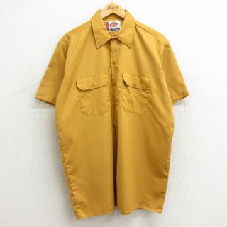 ディッキーズ(Dickies)のXL★古着 ディッキーズ Dickies 半袖 ワーク シャツ メンズ ロング丈 黄 イエロー 24mar25 中古 トップス(シャツ)