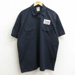 ディッキーズ(Dickies)のXL★古着 ディッキーズ Dickies 半袖 ワーク シャツ メンズ ローンスター カレッジ 紺 ネイビー 24mar25 中古 トップス(シャツ)