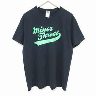 L★古着 半袖 Tシャツ メンズ Minor Threat コットン クルーネック 黒 ブラック 24mar23 中古(Tシャツ/カットソー(半袖/袖なし))