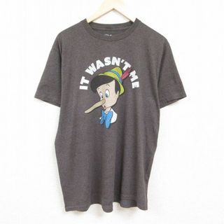 ディズニー(Disney)のXL★古着 半袖 Tシャツ メンズ ディズニー DISNEY ピノキオ 大きいサイズ クルーネック 濃グレー 霜降り 24mar25 中古(Tシャツ/カットソー(半袖/袖なし))