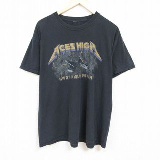 XL★古着 半袖 Tシャツ メンズ ACES HIGH 大きいサイズ クルーネック 黒 ブラック 24mar25 中古(Tシャツ/カットソー(半袖/袖なし))