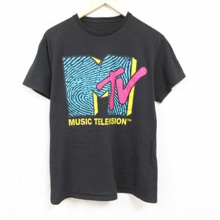 L★古着 半袖 Tシャツ メンズ MTV ミュージックテレビジョン クルーネック 黒 ブラック 24mar25 中古(Tシャツ/カットソー(半袖/袖なし))