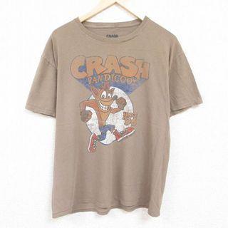 XL★古着 半袖 Tシャツ メンズ ゲーム クラッシュバンディクー コットン クルーネック ベージュ カーキ 24mar25 中古(Tシャツ/カットソー(半袖/袖なし))