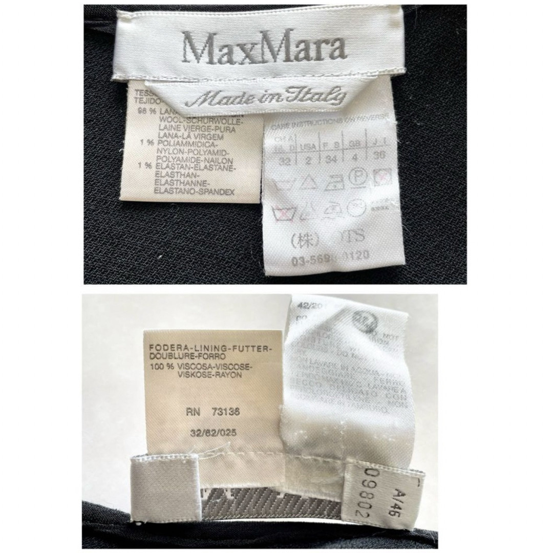 Max Mara(マックスマーラ)のMax Mara ブラック　ワンピース　ラナウール　白タグ レディースのワンピース(ひざ丈ワンピース)の商品写真