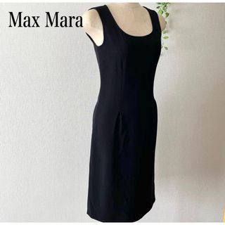 Max Mara - Max Mara ブラック　ワンピース　ラナウール　白タグ