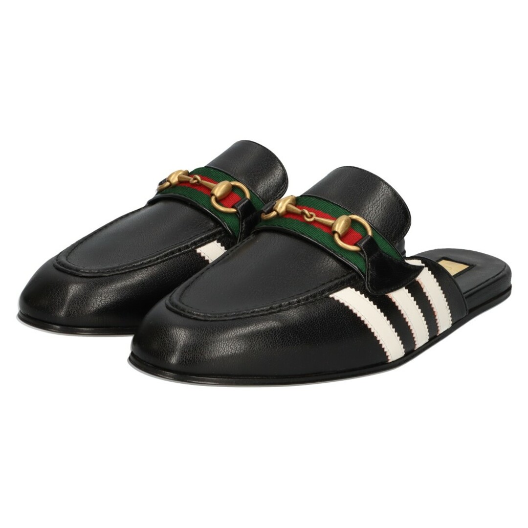 Gucci(グッチ)のGUCCI グッチ ×adidas ホースビット 3ストライプレザーサンダル スリッパ 721481 ブラック メンズの靴/シューズ(サンダル)の商品写真