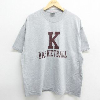 チャンピオン(Champion)のXL★古着 チャンピオン champion 半袖 ビンテージ Tシャツ メンズ 00年代 00s バスケットボール 大きいサイズ クルーネック グレー 霜降り 24mar23 中古(Tシャツ/カットソー(半袖/袖なし))