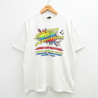 フルーツオブザルーム(FRUIT OF THE LOOM)のXL★古着 フルーツオブザルーム 半袖 ビンテージ Tシャツ メンズ 90年代 90s コンテスト マーチングバンド クルーネック USA製 白 ホワイト 24mar23 中古(Tシャツ/カットソー(半袖/袖なし))