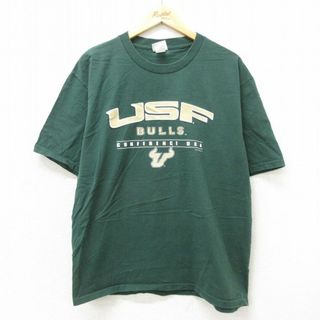 リー(Lee)のXL★古着 リー Lee 半袖 ビンテージ Tシャツ メンズ 00年代 00s サウスフロリダブルズ コットン クルーネック 緑 グリーン 24mar23 中古(Tシャツ/カットソー(半袖/袖なし))