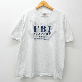 XL★古着 オニータ ONEITA 半袖 ビンテージ Tシャツ メンズ 90年代 90s FBI 大きいサイズ コットン クルーネック USA製 グレー 霜降り 24mar25 中古(Tシャツ/カットソー(半袖/袖なし))