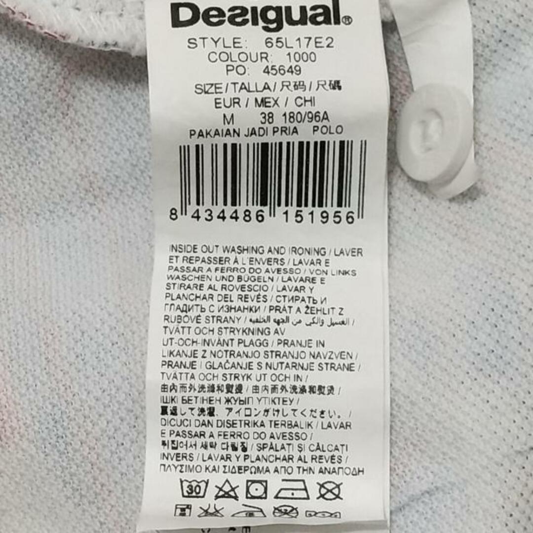 DESIGUAL(デシグアル)のDesigual(デシグアル) 半袖ポロシャツ サイズM メンズ美品  - 白×レッド×マルチ メンズのトップス(ポロシャツ)の商品写真