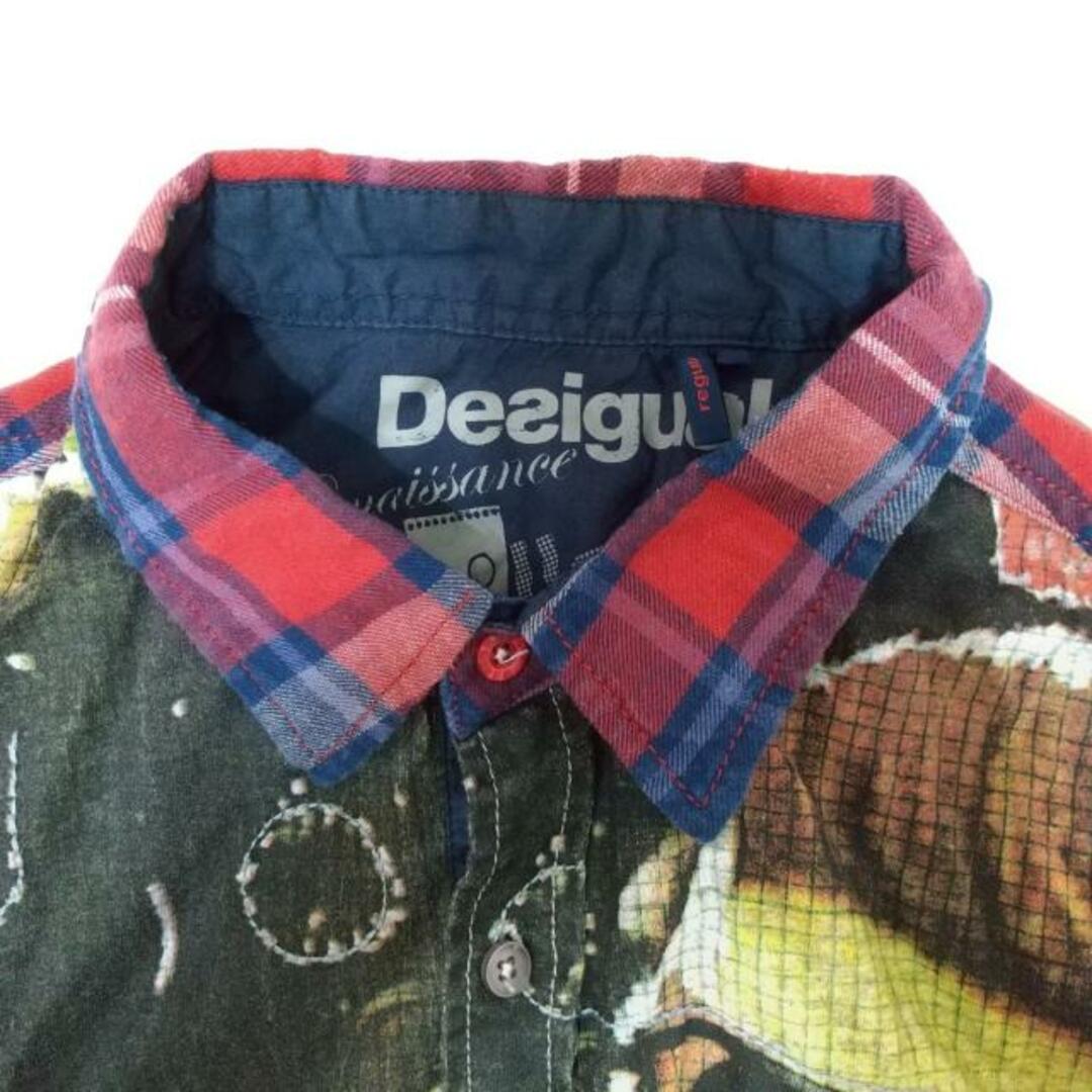 DESIGUAL(デシグアル)のDesigual(デシグアル) 長袖シャツ サイズM メンズ美品  - カーキ×ネイビー×マルチ チェック柄 メンズのトップス(シャツ)の商品写真