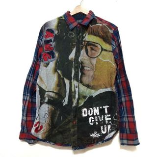 デシグアル(DESIGUAL)のDesigual(デシグアル) 長袖シャツ サイズM メンズ美品  - カーキ×ネイビー×マルチ チェック柄(シャツ)