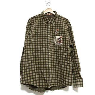 CastelbajacSport(カステルバジャックスポーツ) 長袖シャツ サイズ5 XL メンズ - カーキ×ダークグリーン×ピンク チェック柄(シャツ)