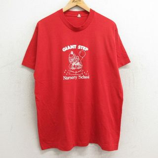 XL★古着 半袖 ビンテージ Tシャツ メンズ 80年代 80s ピエロ クルーネック USA製 赤 レッド 24mar25 中古(Tシャツ/カットソー(半袖/袖なし))