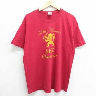 XL★古着 半袖 ビンテージ Tシャツ メンズ 00年代 00s 酒 シャンパン コットン クルーネック 赤 レッド 24mar25 中古(Tシャツ/カットソー(半袖/袖なし))