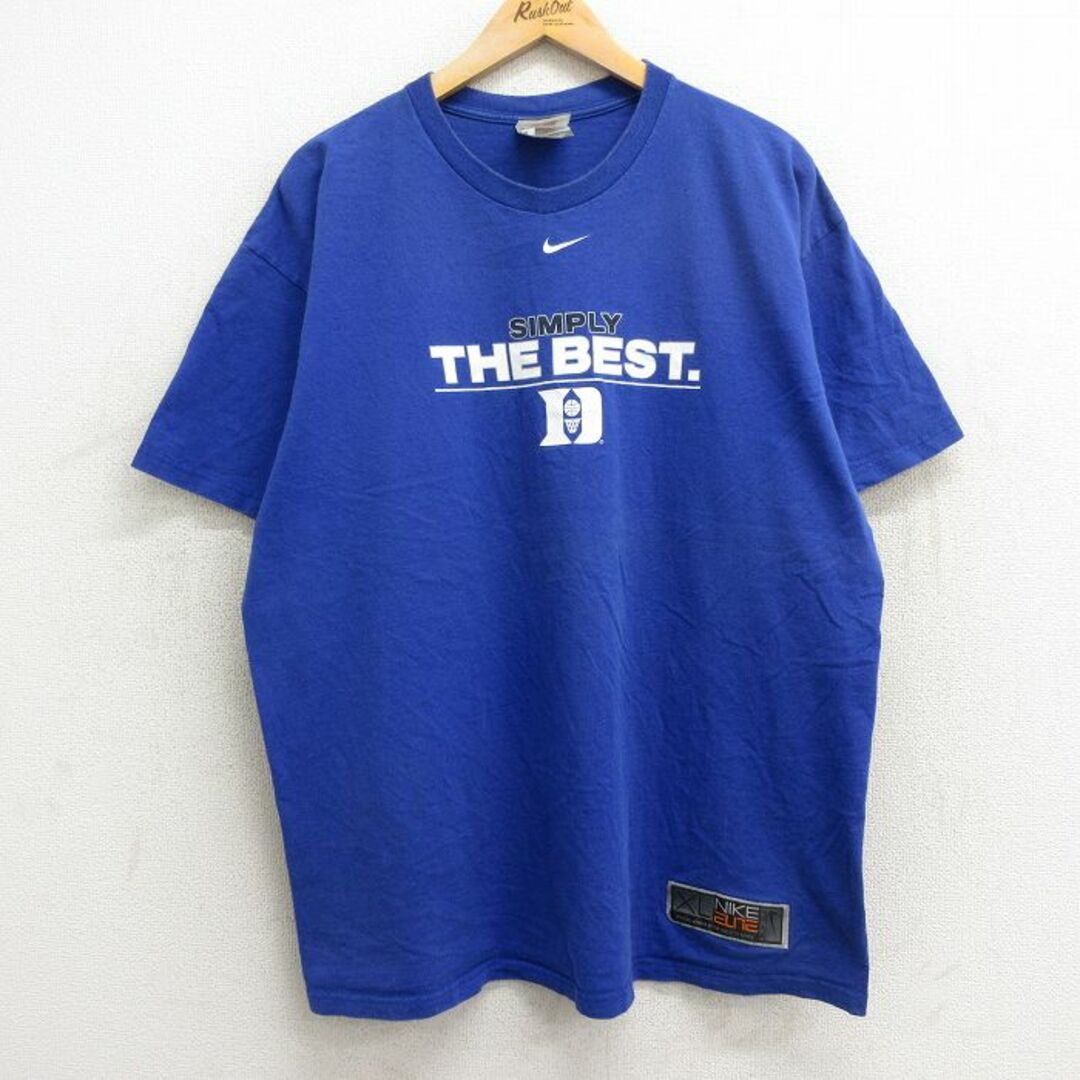 NIKE(ナイキ)のXL★古着 ナイキ NIKE 半袖 ビンテージ Tシャツ メンズ 00年代 00s ビッグロゴ バスケットボール ELITE 大きいサイズ コットン クルーネック 青 ブルー 24mar25 中古 メンズのトップス(Tシャツ/カットソー(半袖/袖なし))の商品写真