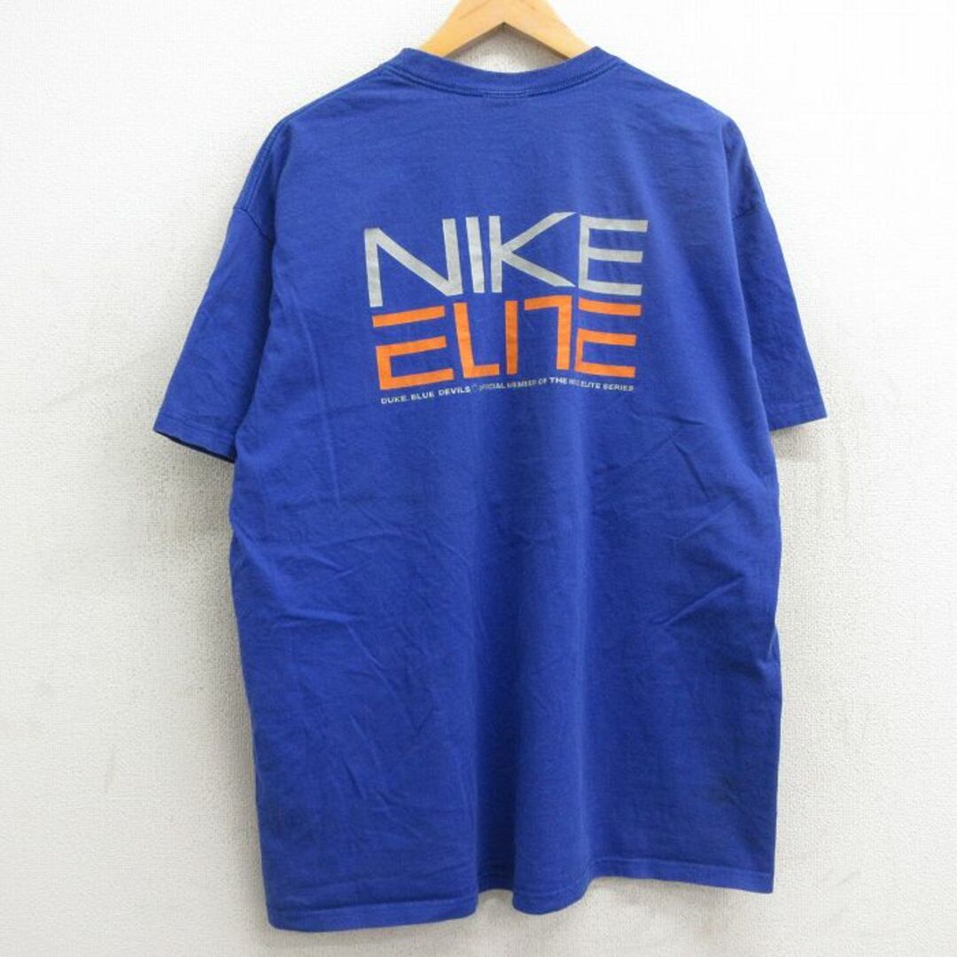 NIKE(ナイキ)のXL★古着 ナイキ NIKE 半袖 ビンテージ Tシャツ メンズ 00年代 00s ビッグロゴ バスケットボール ELITE 大きいサイズ コットン クルーネック 青 ブルー 24mar25 中古 メンズのトップス(Tシャツ/カットソー(半袖/袖なし))の商品写真