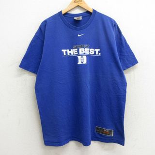 ナイキ(NIKE)のXL★古着 ナイキ NIKE 半袖 ビンテージ Tシャツ メンズ 00年代 00s ビッグロゴ バスケットボール ELITE 大きいサイズ コットン クルーネック 青 ブルー 24mar25 中古(Tシャツ/カットソー(半袖/袖なし))