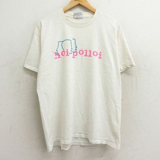 リー(Lee)のXL★古着 リー Lee 半袖 ビンテージ Tシャツ メンズ 90年代 90s hoi polloi コットン クルーネック USA製 白 ホワイト 24mar25 中古(Tシャツ/カットソー(半袖/袖なし))