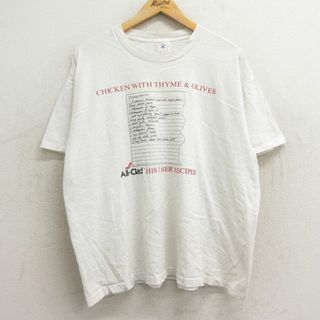 XL★古着 半袖 ビンテージ Tシャツ メンズ 90年代 90s メッセージ 大きいサイズ コットン クルーネック USA製 白 ホワイト 24mar25 中古(Tシャツ/カットソー(半袖/袖なし))