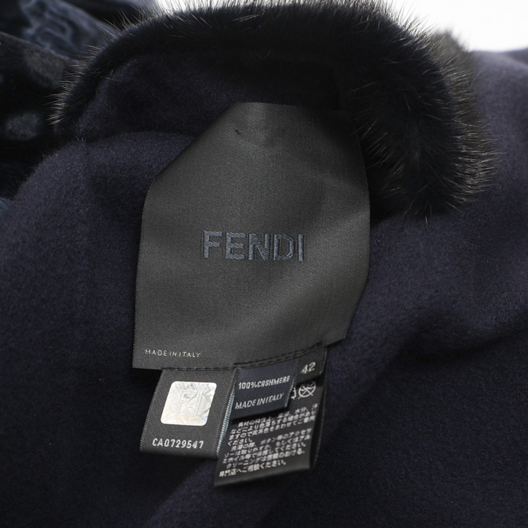 FENDI(フェンディ)のフェンディ ダブルフェイス ロングコート カシミヤ/ミンク/スワカラ ネイビー レディースのジャケット/アウター(ロングコート)の商品写真