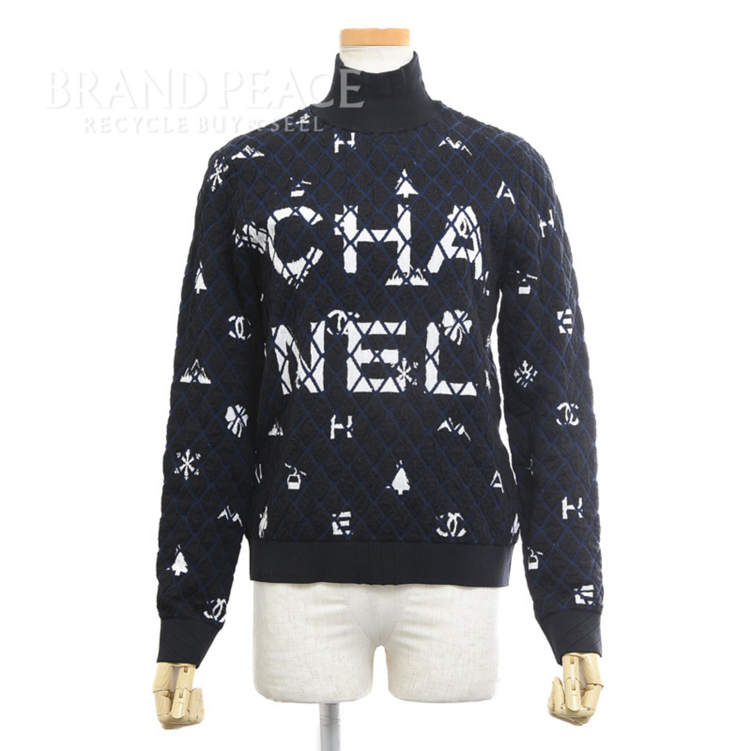 CHANEL(シャネル)のシャネル ニット トップス ロゴ カシミヤ/ウール ブラック 36サイズ P62 レディースのトップス(ニット/セーター)の商品写真